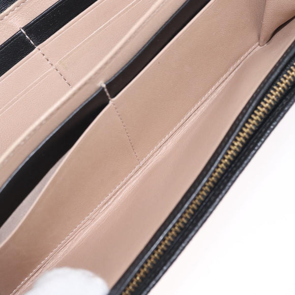Chloe Indie Long Wallet Leather Black Gold Tone Auth bs37767