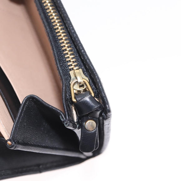 Chloe Indie Long Wallet Leather Black Gold Tone Auth bs37767
