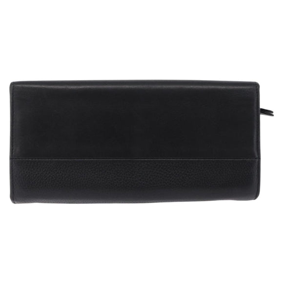 Chloe Indie Long Wallet Leather Black Gold Tone Auth bs37767