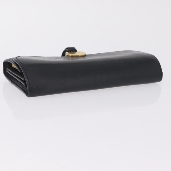 Chloe Indie Long Wallet Leather Black Gold Tone Auth bs37767