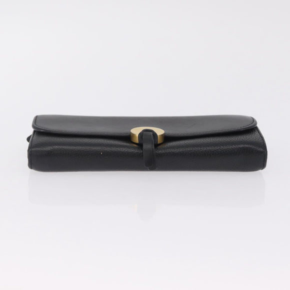 Chloe Indie Long Wallet Leather Black Gold Tone Auth bs37767