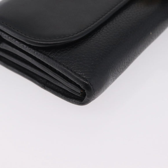Chloe Indie Long Wallet Leather Black Gold Tone Auth bs37767