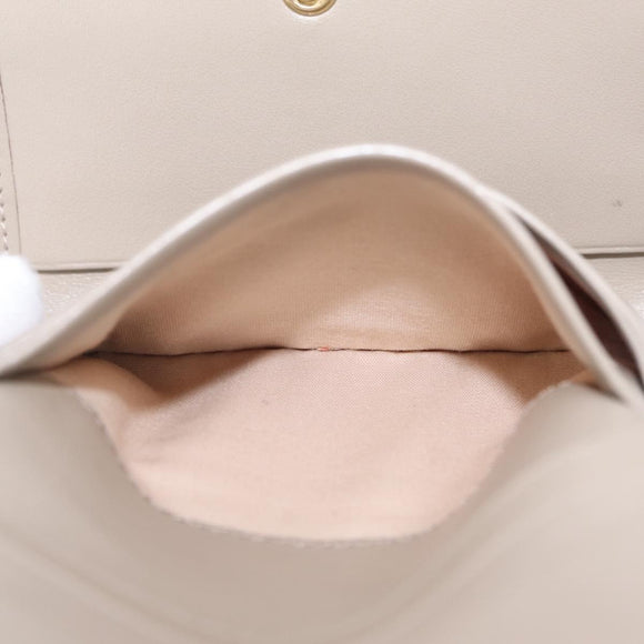 Chloe C Trifold Wallet Leather Beige Gold Tone Auth bs37768A