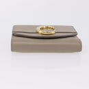 Chloe C Trifold Wallet Leather Beige Gold Tone Auth bs37768A-7