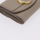 Chloe C Trifold Wallet Leather Beige Gold Tone Auth bs37768A-8