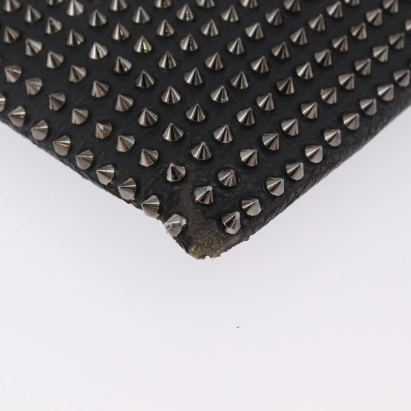 Christian Louboutin Clutch Bag Leather Black Silver Auth bs37769