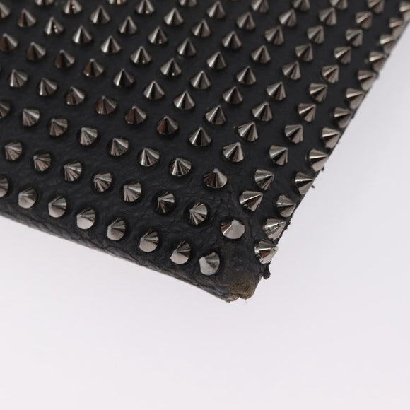 Christian Louboutin Clutch Bag Leather Black Silver Auth bs37769