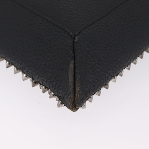 Christian Louboutin Clutch Bag Leather Black Silver Auth bs37769