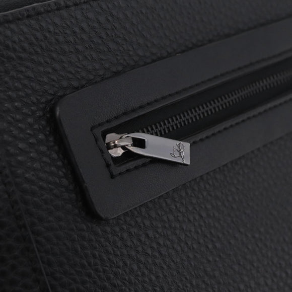 Christian Louboutin Clutch Bag Leather Black Silver Auth bs37769