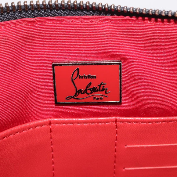 Christian Louboutin Clutch Bag Leather Black Silver Auth bs37769