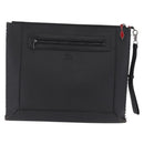 Christian Louboutin Clutch Bag Leather Black Silver Auth bs37769-3