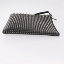 Christian Louboutin Clutch Bag Leather Black Silver Auth bs37769-4