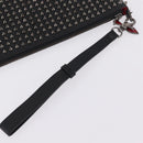 Christian Louboutin Clutch Bag Leather Black Silver Auth bs37769-7