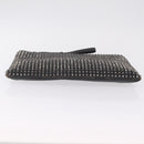 Christian Louboutin Clutch Bag Leather Black Silver Auth bs37769-8