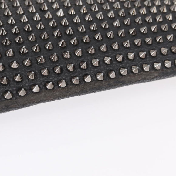 Christian Louboutin Clutch Bag Leather Black Silver Auth bs37769