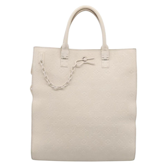 LOUIS VUITTON Taurillon Clemence Monogram Sac Plat White M53265 LV Auth bs37772