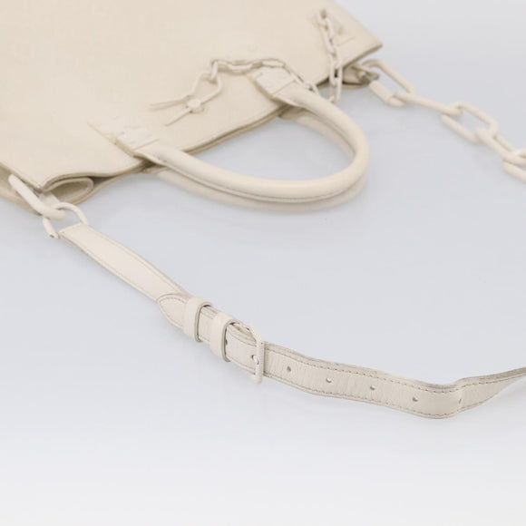 LOUIS VUITTON Taurillon Clemence Monogram Sac Plat White M53265 LV Auth bs37772