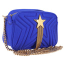 Stella McCartney Stella Star Chain Shoulder Bag Satin Blue Gold Auth bs37773A-1