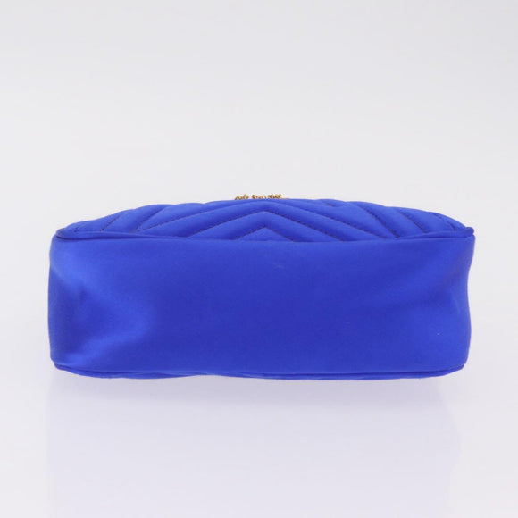 Stella McCartney Stella Star Chain Shoulder Bag Satin Blue Gold Auth bs37773A