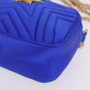 Stella McCartney Stella Star Chain Shoulder Bag Satin Blue Gold Auth bs37773A-12