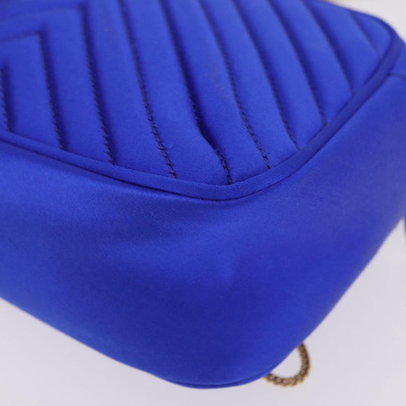 Stella McCartney Stella Star Chain Shoulder Bag Satin Blue Gold Auth bs37773A
