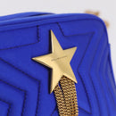 Stella McCartney Stella Star Chain Shoulder Bag Satin Blue Gold Auth bs37773A-15