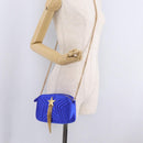 Stella McCartney Stella Star Chain Shoulder Bag Satin Blue Gold Auth bs37773A-25