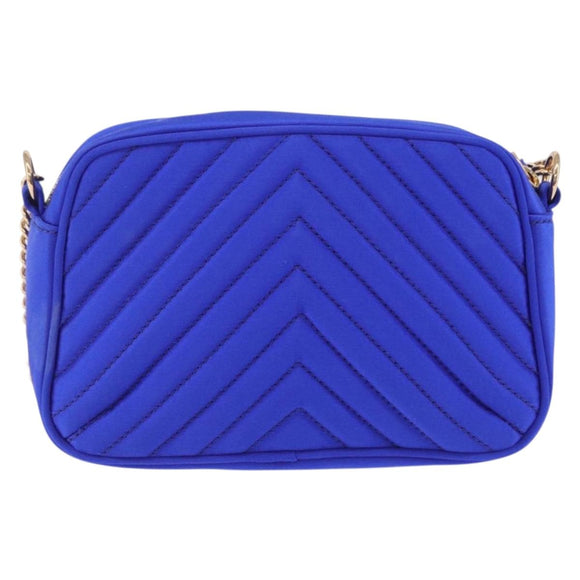 Stella McCartney Stella Star Chain Shoulder Bag Satin Blue Gold Auth bs37773A
