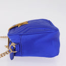 Stella McCartney Stella Star Chain Shoulder Bag Satin Blue Gold Auth bs37773A-5