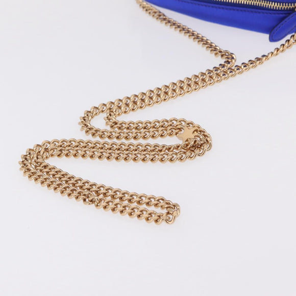Stella McCartney Stella Star Chain Shoulder Bag Satin Blue Gold Auth bs37773A