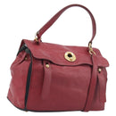 Saint Laurent Muse to Hand Bag Leather 2way Red Gold Tone 229680 Auth bs37774-1