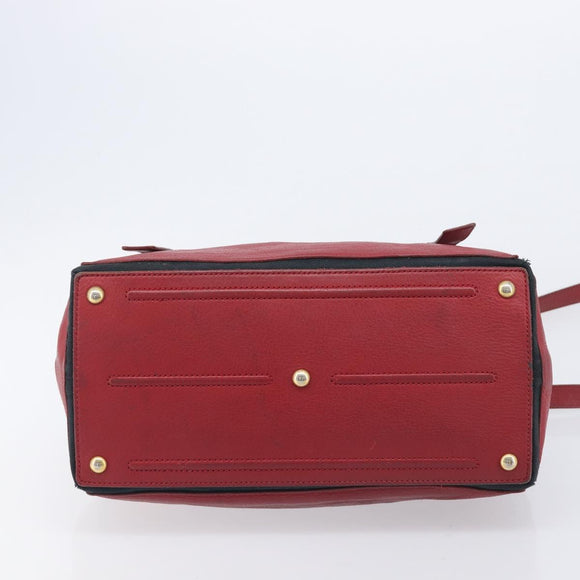 Saint Laurent Muse to Hand Bag Leather 2way Red Gold Tone 229680 Auth bs37774