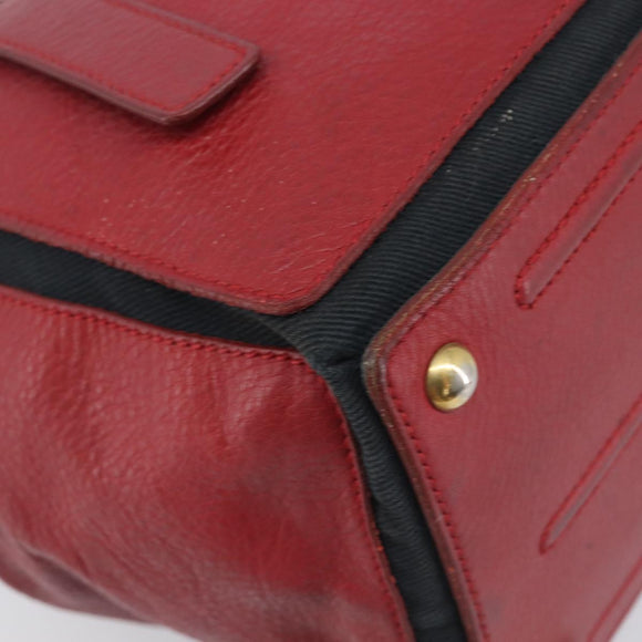 Saint Laurent Muse to Hand Bag Leather 2way Red Gold Tone 229680 Auth bs37774