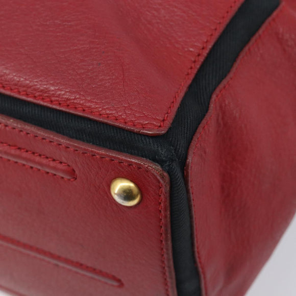 Saint Laurent Muse to Hand Bag Leather 2way Red Gold Tone 229680 Auth bs37774