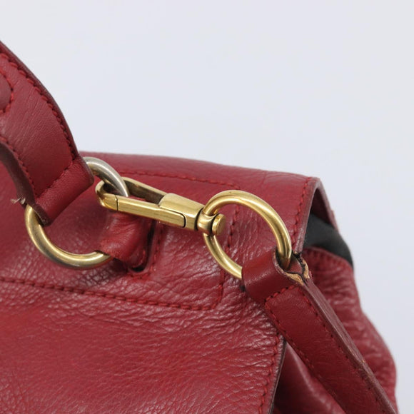 Saint Laurent Muse to Hand Bag Leather 2way Red Gold Tone 229680 Auth bs37774