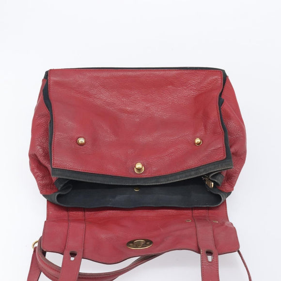 Saint Laurent Muse to Hand Bag Leather 2way Red Gold Tone 229680 Auth bs37774