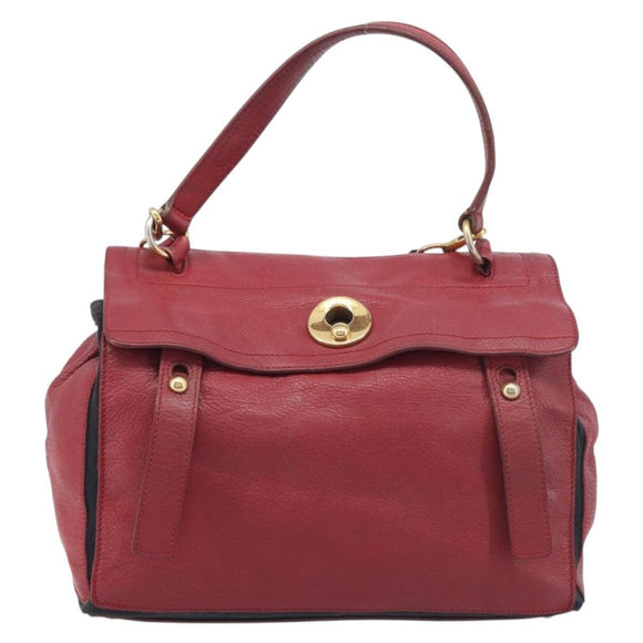 Saint Laurent Muse to Hand Bag Leather 2way Red Gold Tone 229680 Auth bs37774