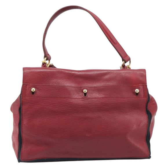 Saint Laurent Muse to Hand Bag Leather 2way Red Gold Tone 229680 Auth bs37774