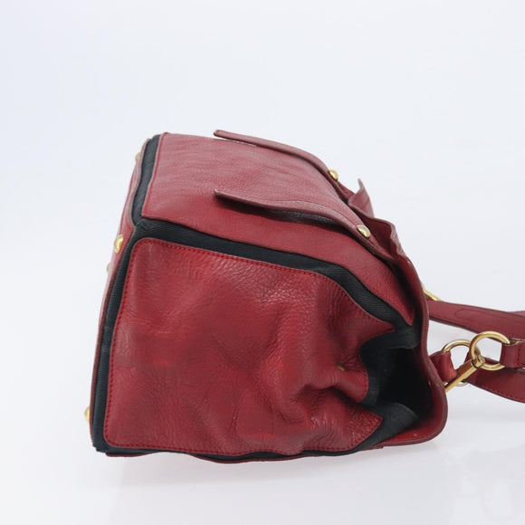 Saint Laurent Muse to Hand Bag Leather 2way Red Gold Tone 229680 Auth bs37774