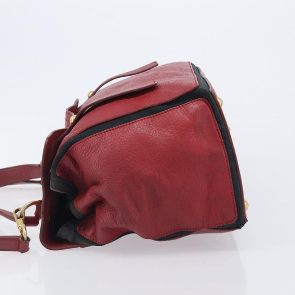 Saint Laurent Muse to Hand Bag Leather 2way Red Gold Tone 229680 Auth bs37774