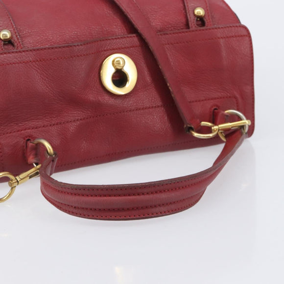 Saint Laurent Muse to Hand Bag Leather 2way Red Gold Tone 229680 Auth bs37774
