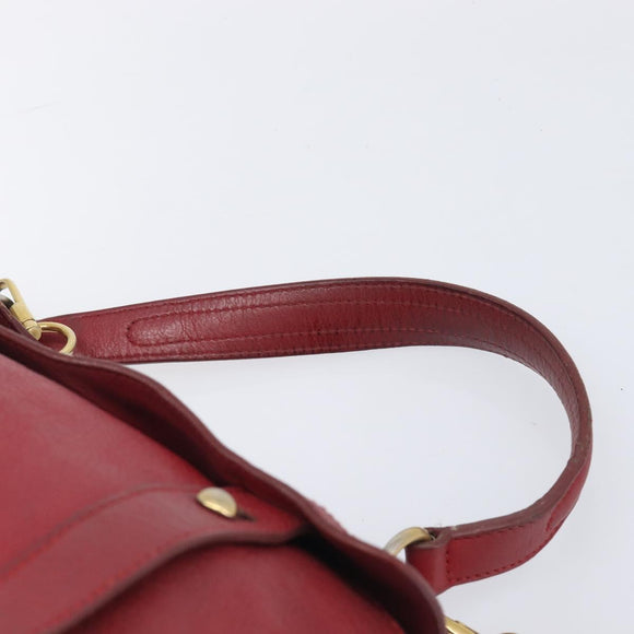 Saint Laurent Muse to Hand Bag Leather 2way Red Gold Tone 229680 Auth bs37774