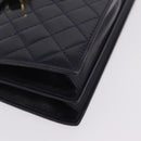Saint Laurent Shoulder Bag Leather Navy Gold Tone Auth bs37775-11