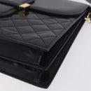 Saint Laurent Shoulder Bag Leather Navy Gold Tone Auth bs37775-12