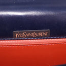 Saint Laurent Shoulder Bag Leather Navy Gold Tone Auth bs37775-17