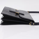 Saint Laurent Shoulder Bag Leather Navy Gold Tone Auth bs37775-4