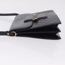 Saint Laurent Shoulder Bag Leather Navy Gold Tone Auth bs37775-5