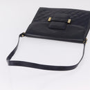 Saint Laurent Shoulder Bag Leather Navy Gold Tone Auth bs37775-7