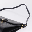 Saint Laurent Shoulder Bag Leather Navy Gold Tone Auth bs37775-8