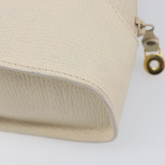 LOEWE Tote Bag Leather White Gold Tone Auth bs37777